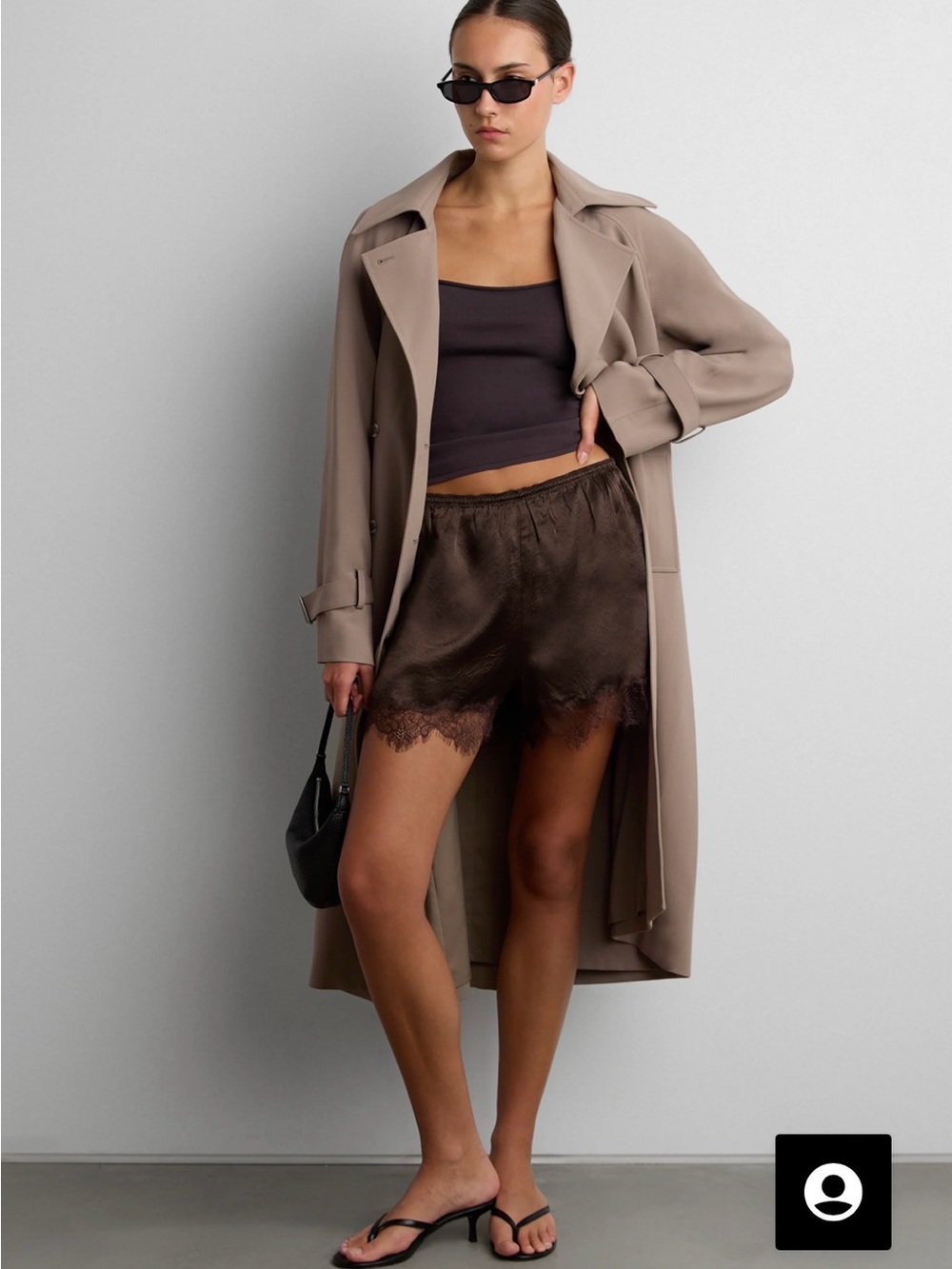 OAK + FORT Oversized Trench with Belt in Brindle